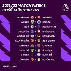 ตารางบอลพรีเมียร์ลีก 2021